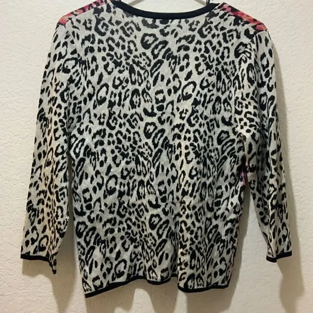 Chico's Chitah Blossom Cardigan Sweater. Size 1
